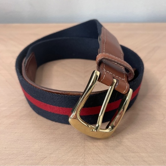 Torino Woven European Ribbed Striped Surcingle Belt Navy/Red Men's Size Medium - Picture 1 of 9
